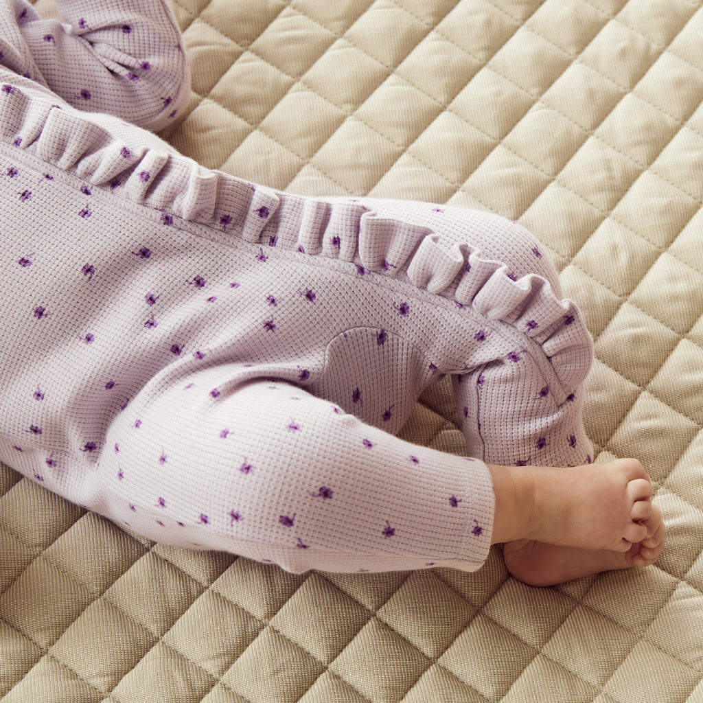 Little Fleur Organic Waffle Ruffle Zipsuit