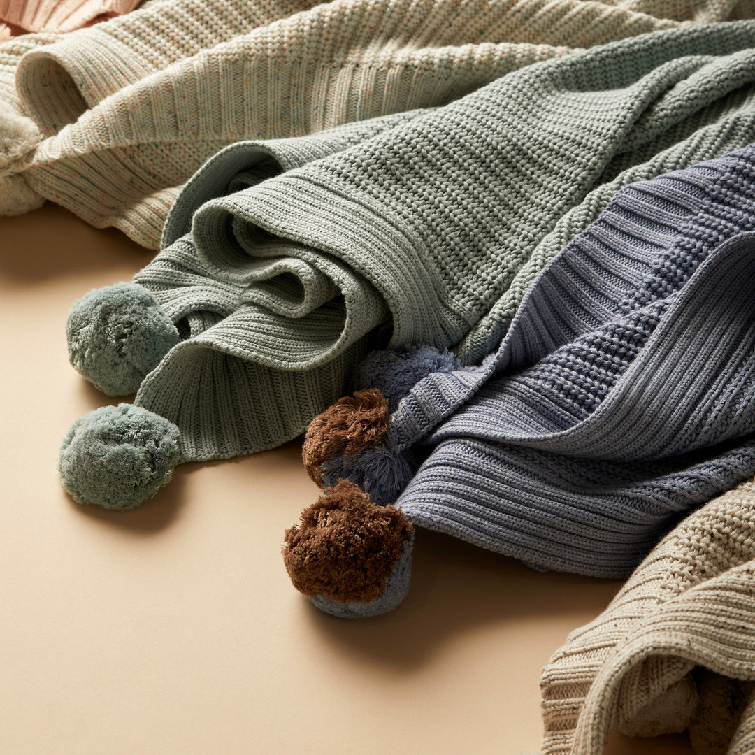 Wilson & Frenchy - Blue Speckle Organic Knitted Blanket