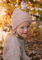 Berlin Merino Beanie Biscuit and Cream Stripe