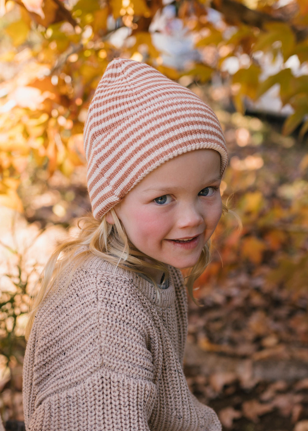 Berlin Merino Beanie Biscuit and Cream Stripe