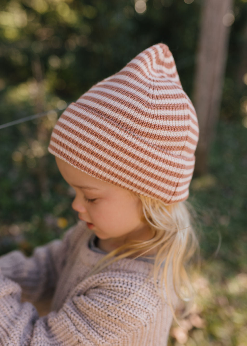 Berlin Merino Beanie Biscuit and Cream Stripe
