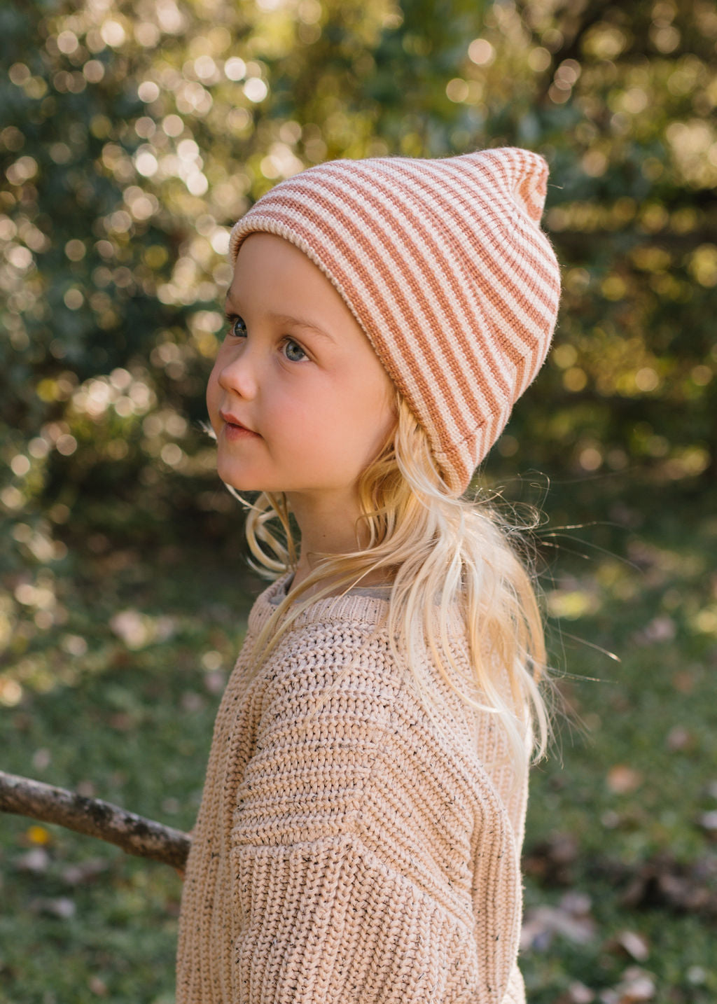 Berlin Merino Beanie Biscuit and Cream Stripe