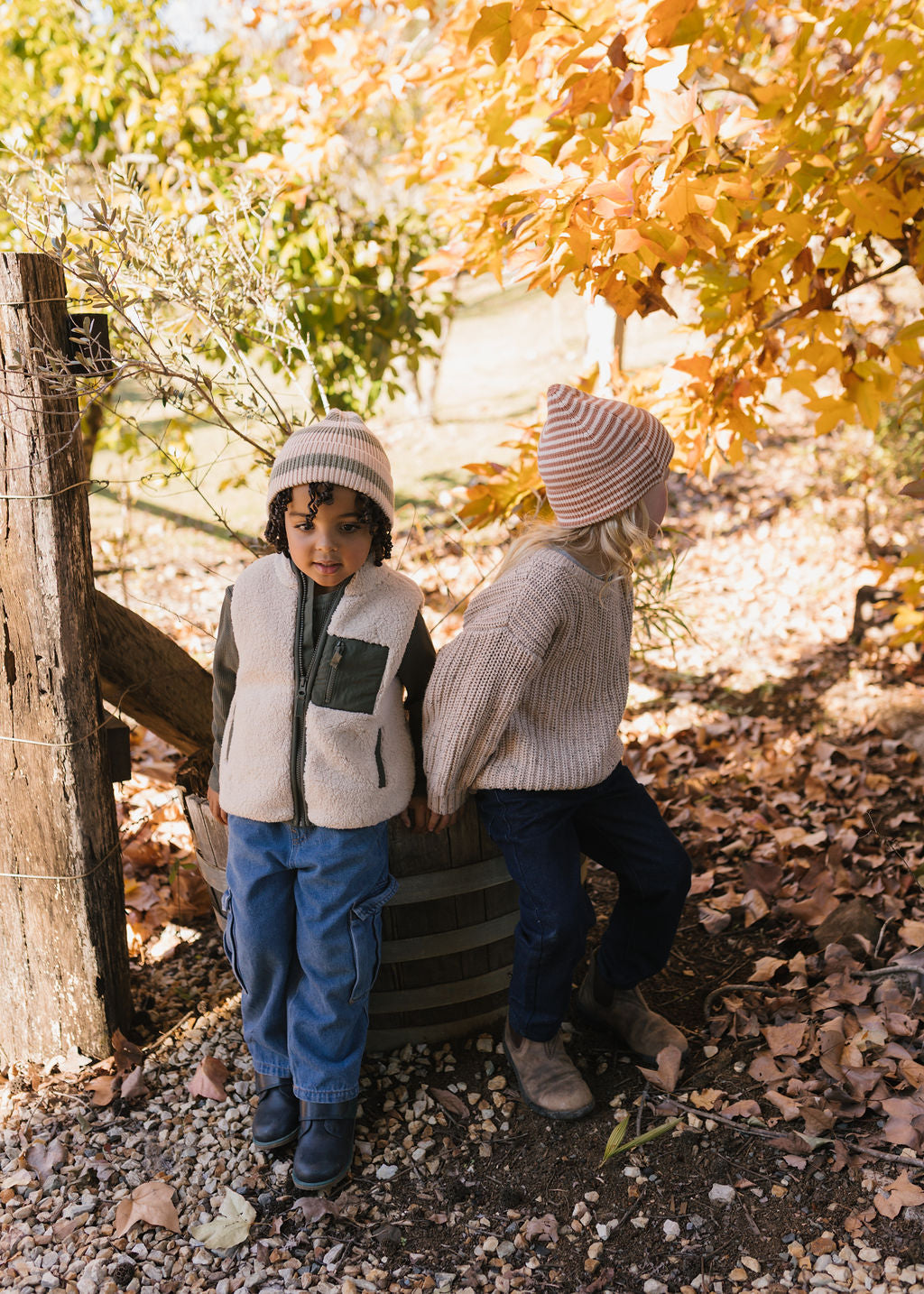 Berlin Merino Beanie Biscuit and Cream Stripe