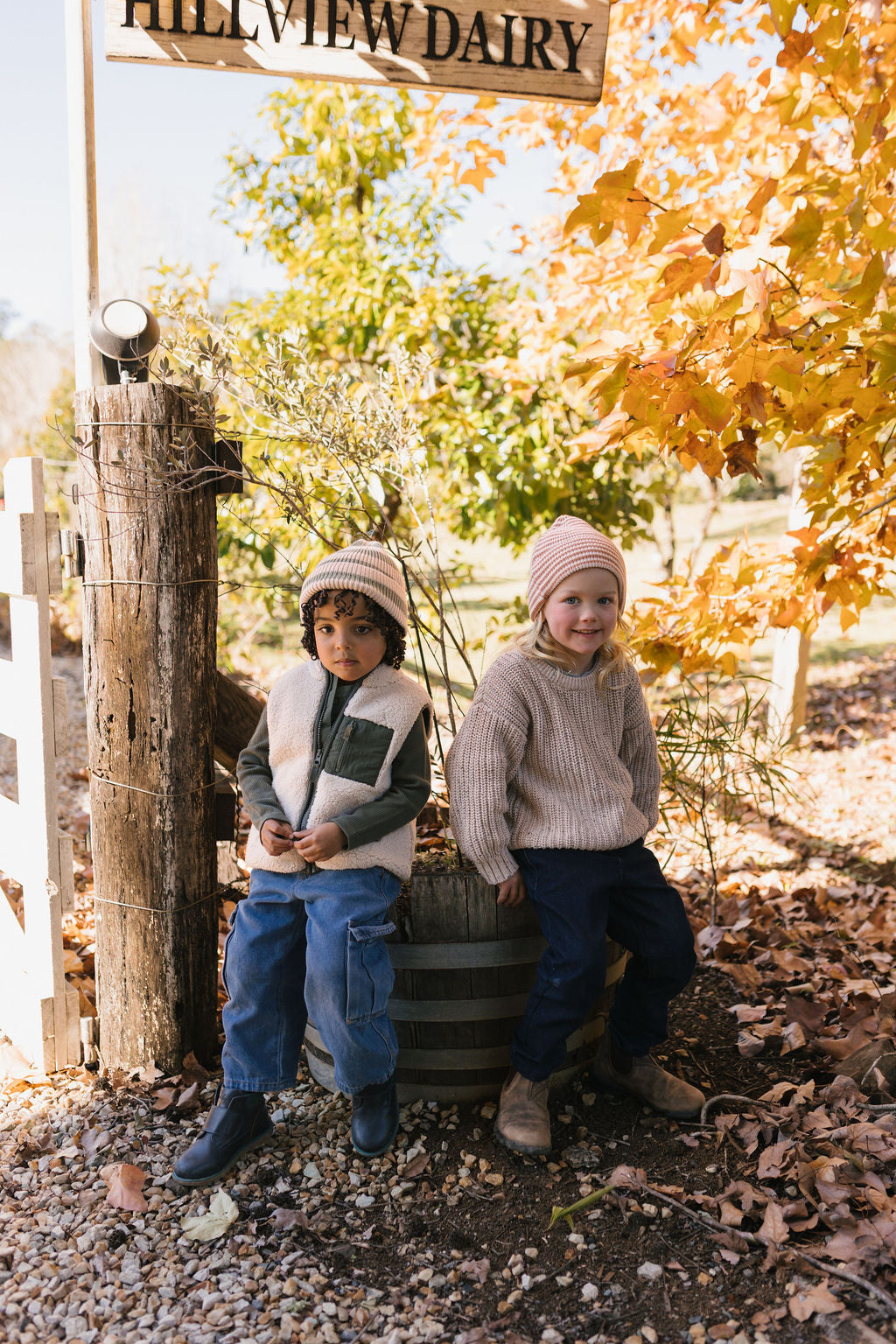 Berlin Merino Beanie Biscuit and Cream Stripe