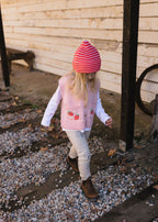 Berlin Merino Beanie Pink and Red Stripe