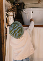 Berlin Merino Beanie Green and Blue Stripe