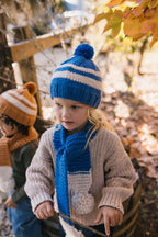 Retro Beanie Blue and Cream