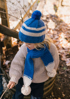 Retro Beanie Blue and Cream