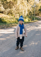 Retro Beanie Blue and Cream