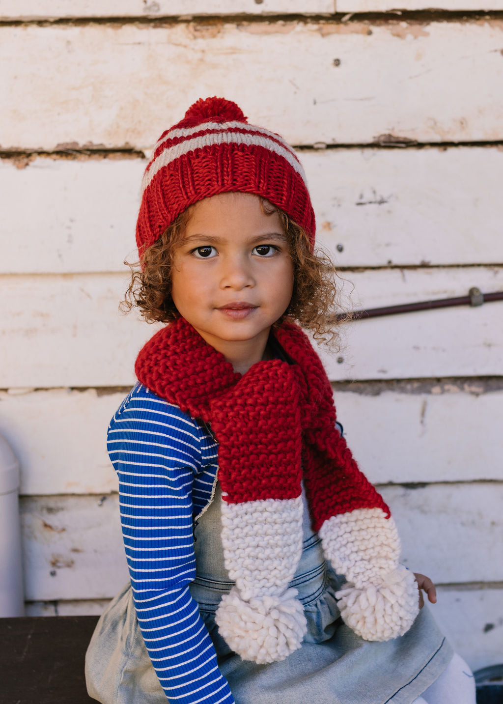 Retro Beanie Red and Cream