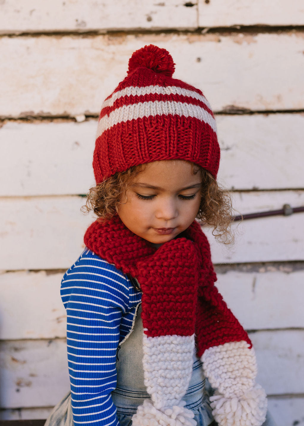 Retro Beanie Red and Cream