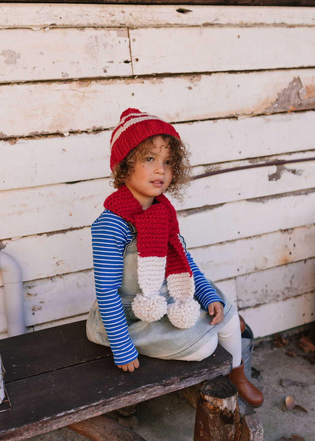 Retro Beanie Red and Cream