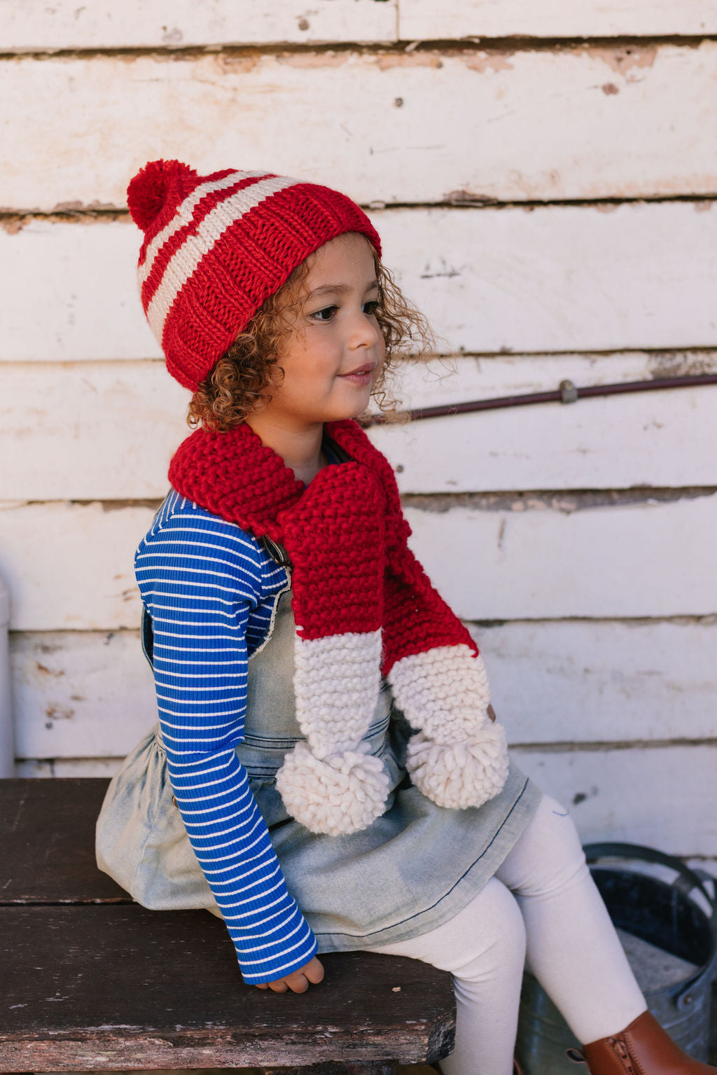 Retro Beanie Red and Cream