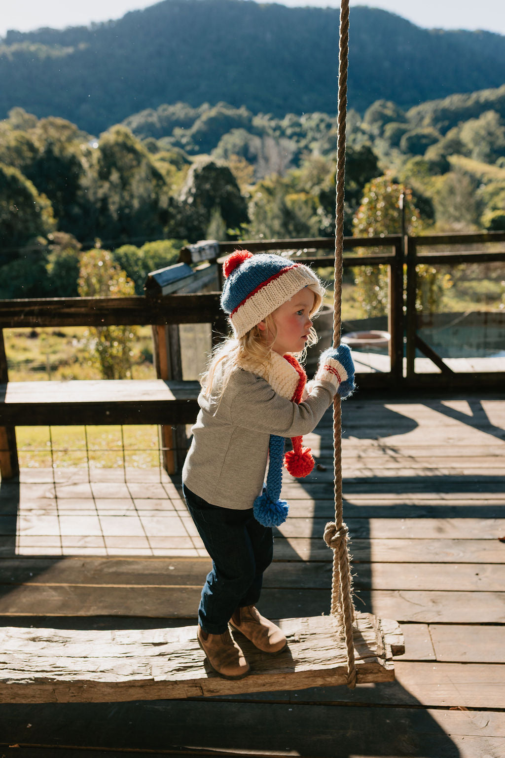 Teddy Beanie Blue and Red
