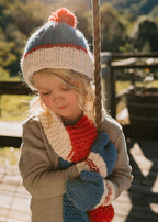 Teddy Beanie Blue and Red
