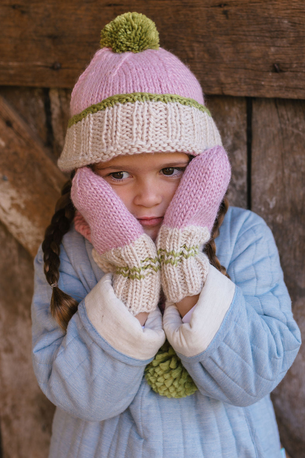 Teddy Beanie Pink and Green