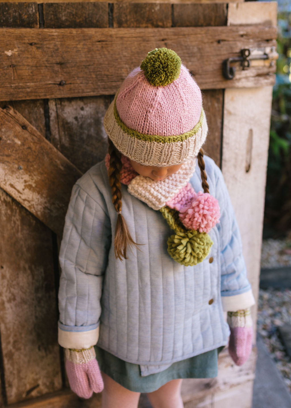 Teddy Beanie Pink and Green