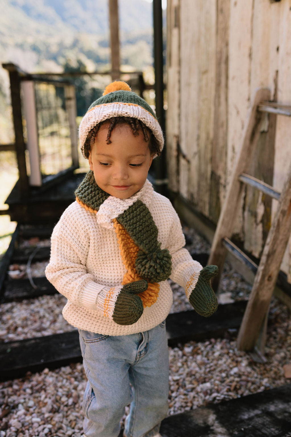Teddy Beanie Khaki and Gold