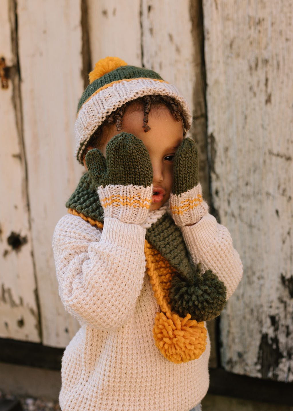 Teddy Beanie Khaki and Gold