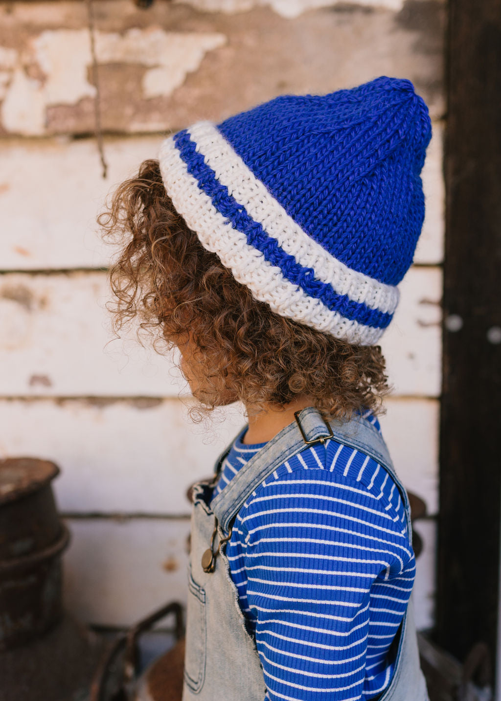 Denmark Beanie Blue and Cream
