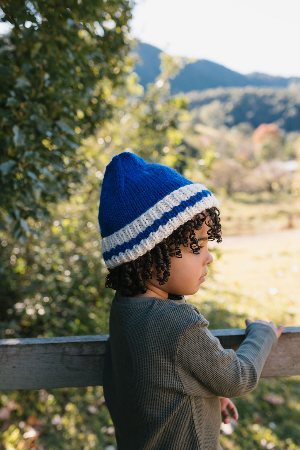 Denmark Beanie Blue and Cream