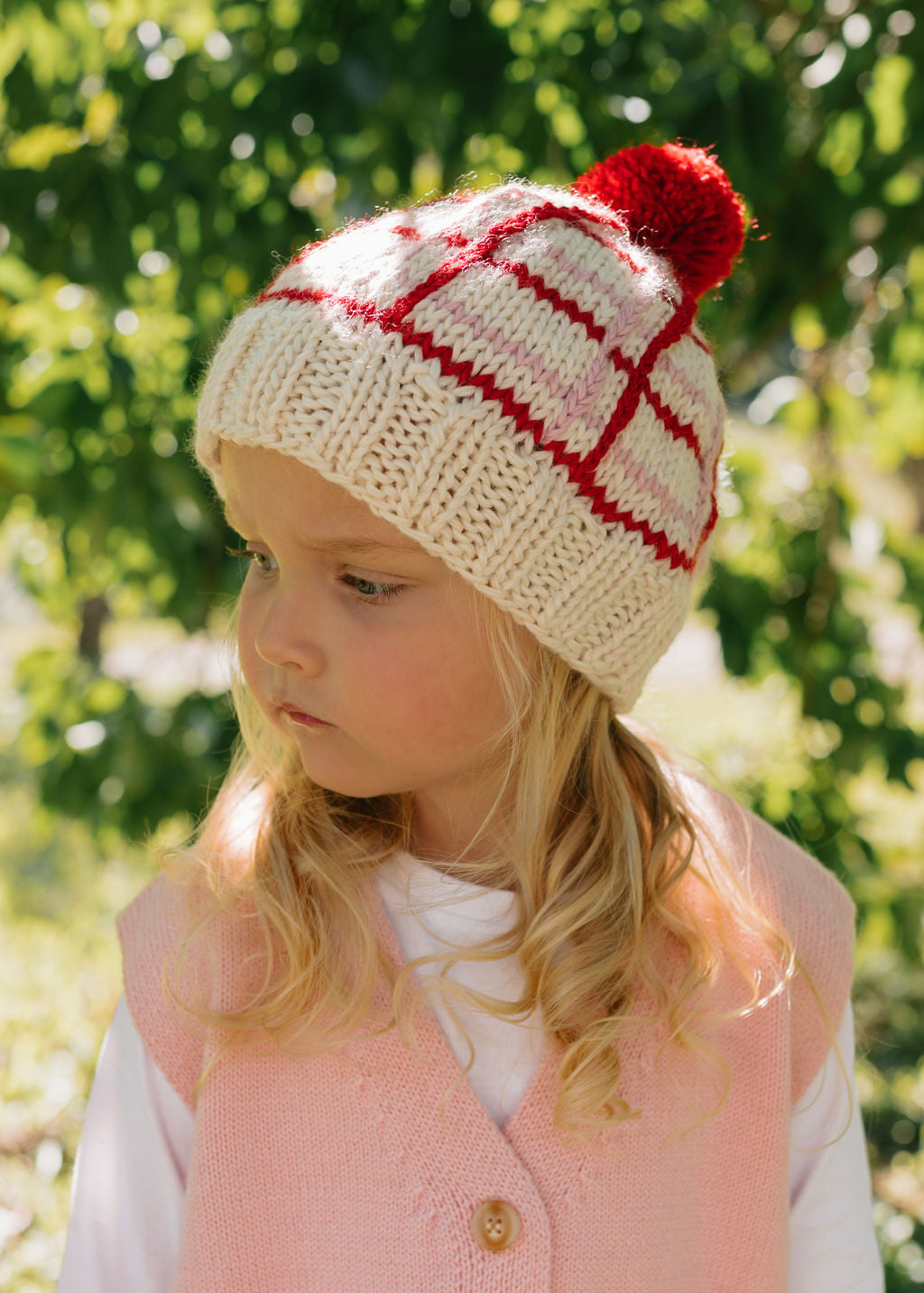 Crossroads Beanie Pink and Red