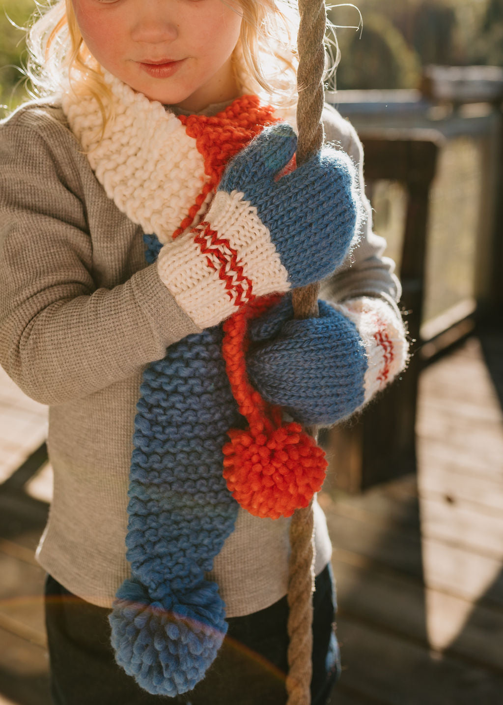 Teddy Mittens Blue and Red