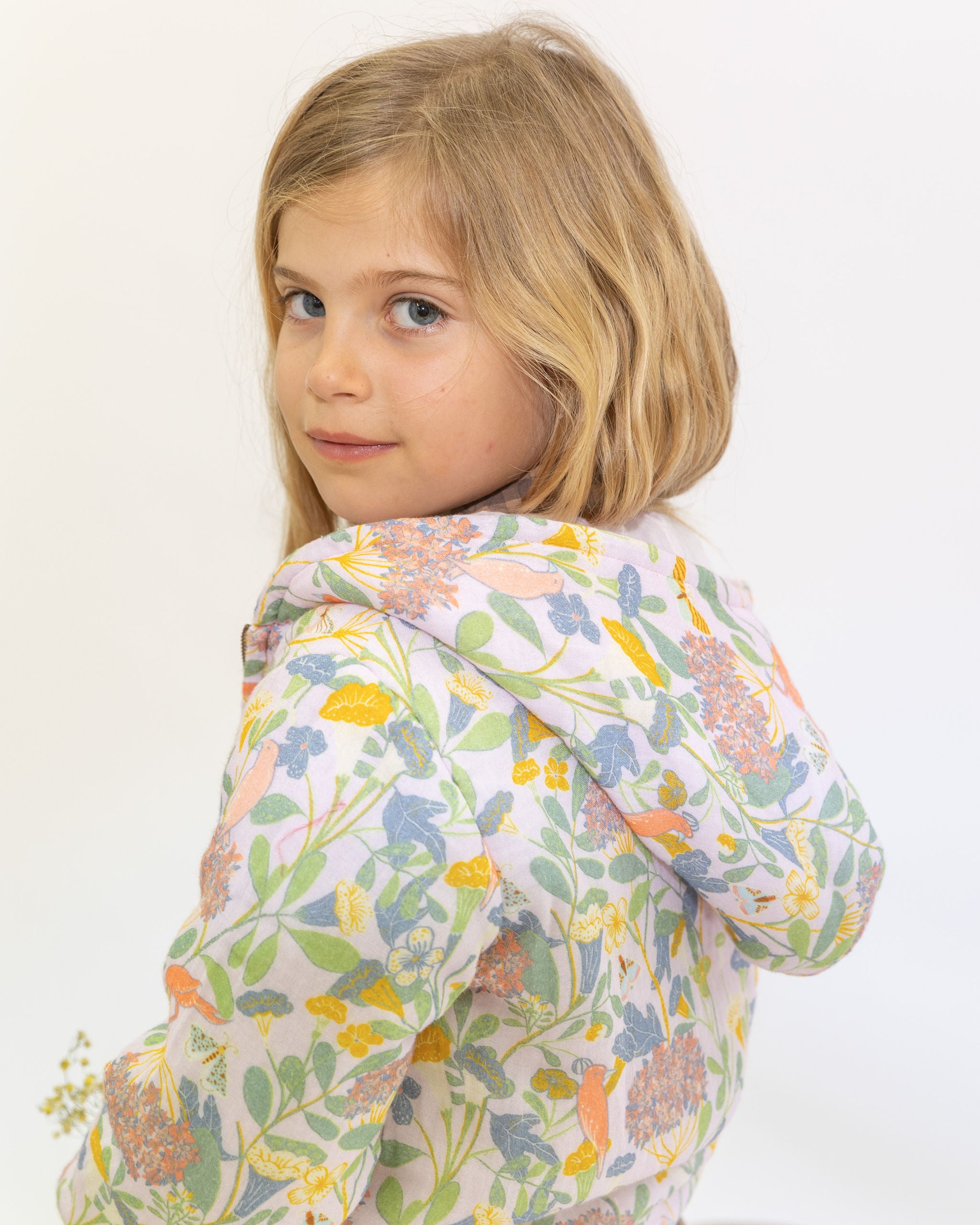 Celine Jacket - Pink Bird Flower