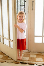 Clara Dress - Petal Pink/Flame Red