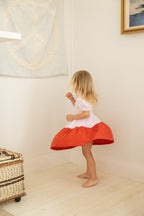Clara Dress - Petal Pink/Flame Red