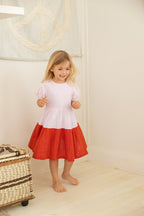 Clara Dress - Petal Pink/Flame Red