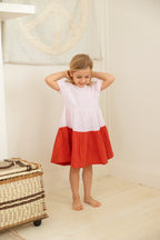 Clara Dress - Petal Pink/Flame Red