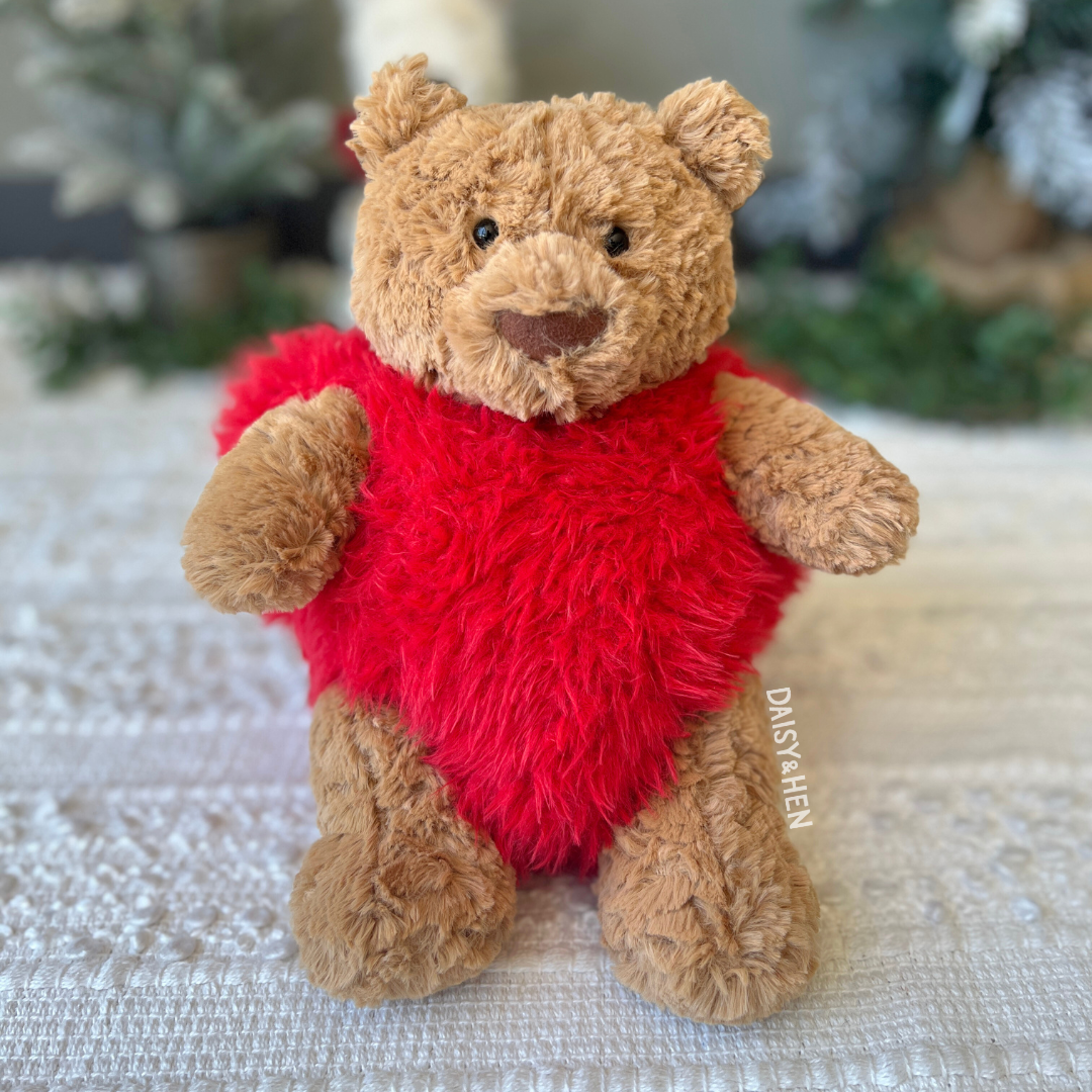 Jellycat Bartholomew Bear Heartthrob – Daisy and Hen