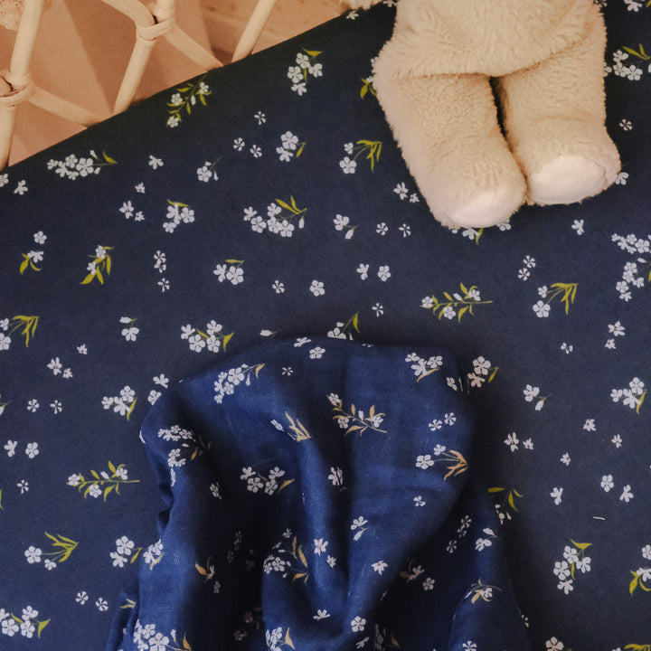 Fox & Fallow Organic Muslin Wrap - Forget-Me-Not Navy