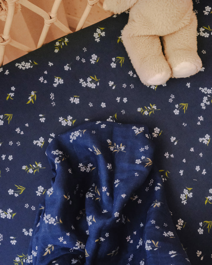 Fox & Fallow Organic Muslin Wrap - Forget-Me-Not Navy