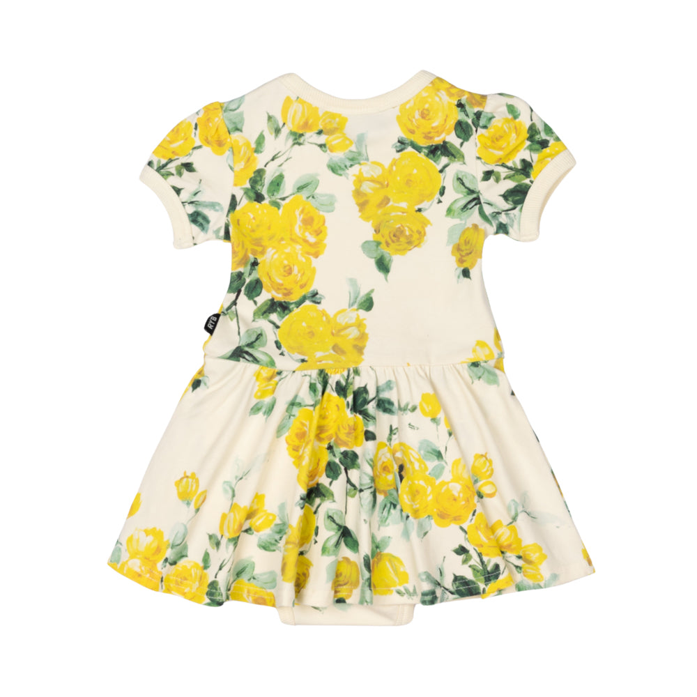 Rock Your Baby Waisted Dress - Yellow Roses