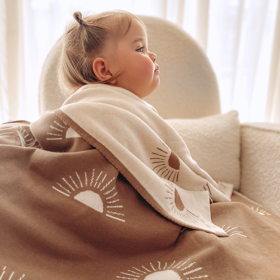 Fox & Fallow Reversible Blanket - Suns/Coffee