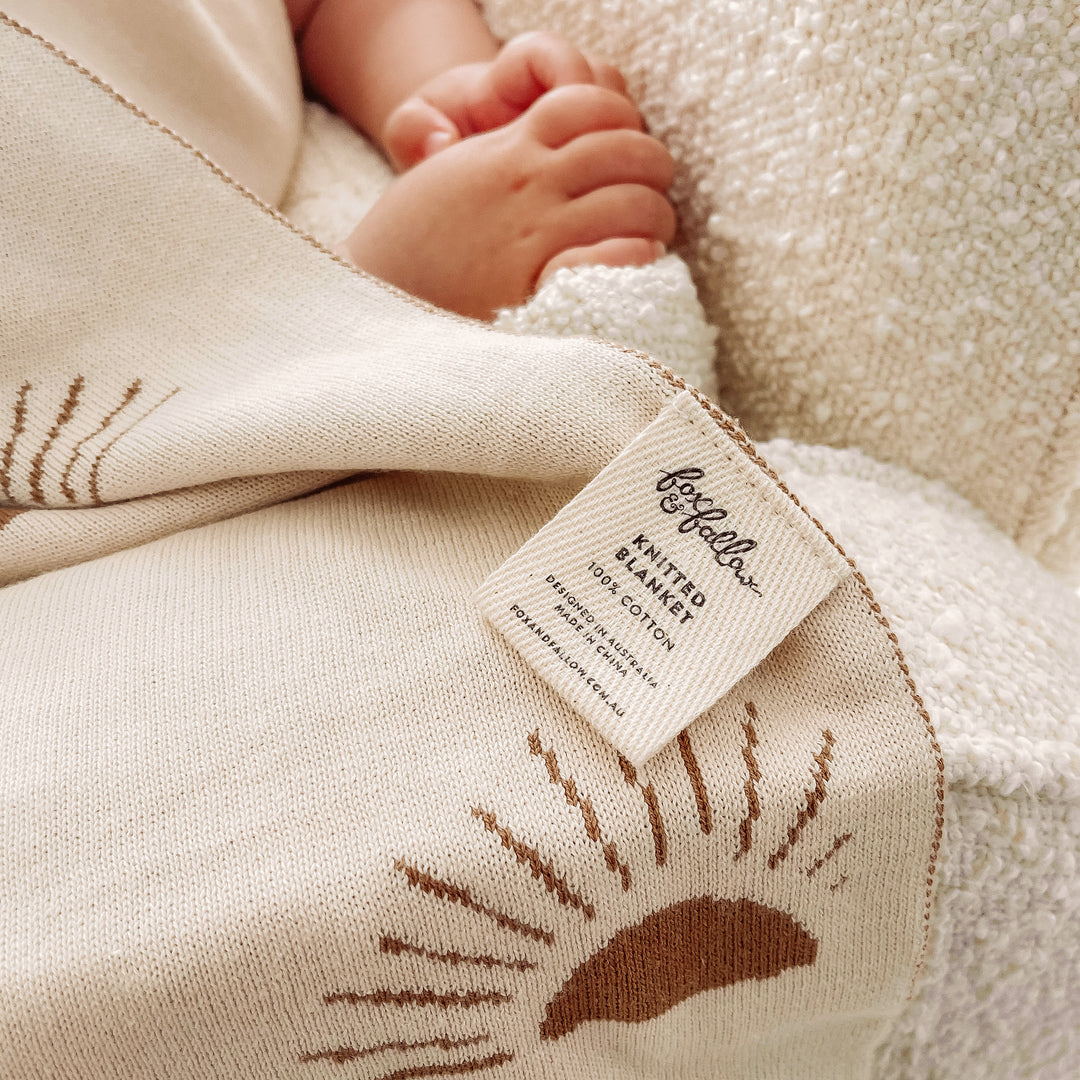 Fox & Fallow Reversible Blanket - Suns/Coffee