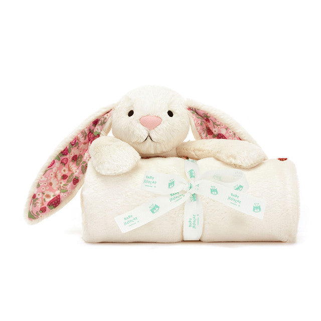 Jellycat Bashful Blossom Berry Bunny Blankie - Cream