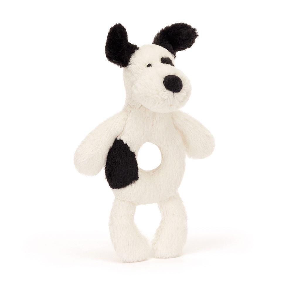 Ring Rattle - Black and Cream Puppy