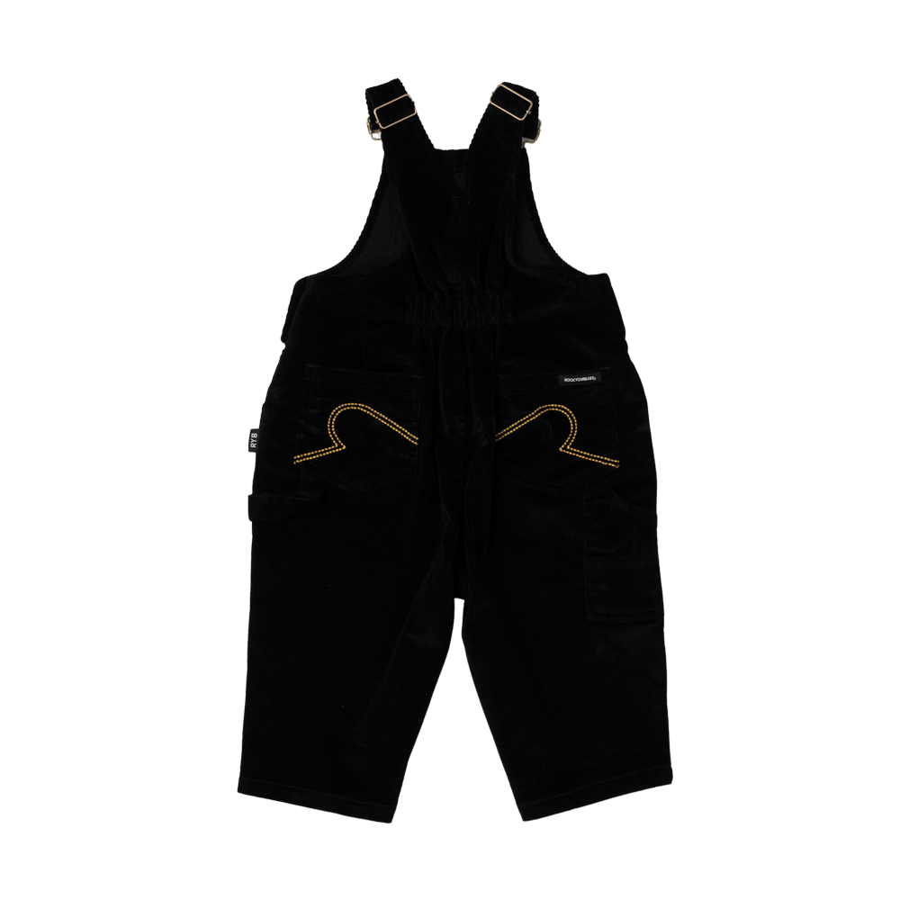 Rock Your Baby Black Cord Baby Overalls