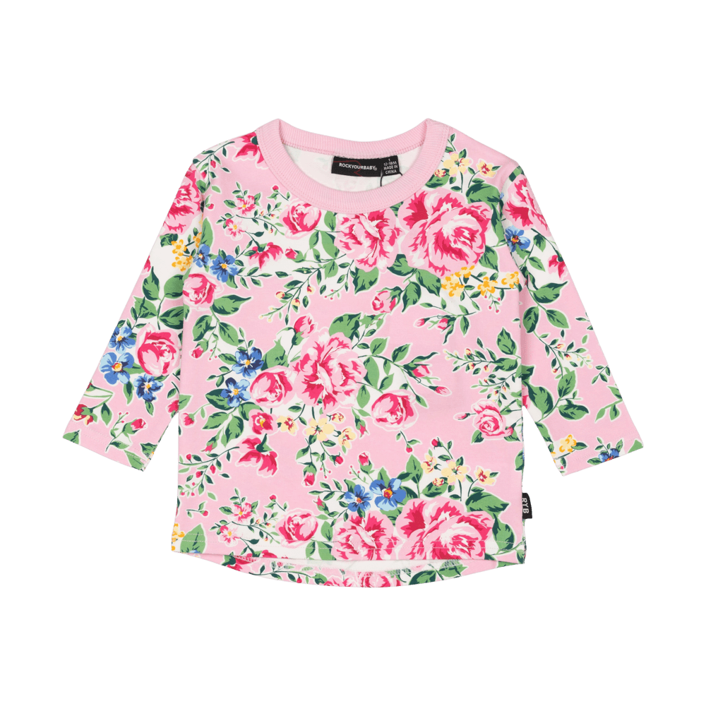 Rock Your Baby Pink Garden Baby Long Sleeve T-Shirt
