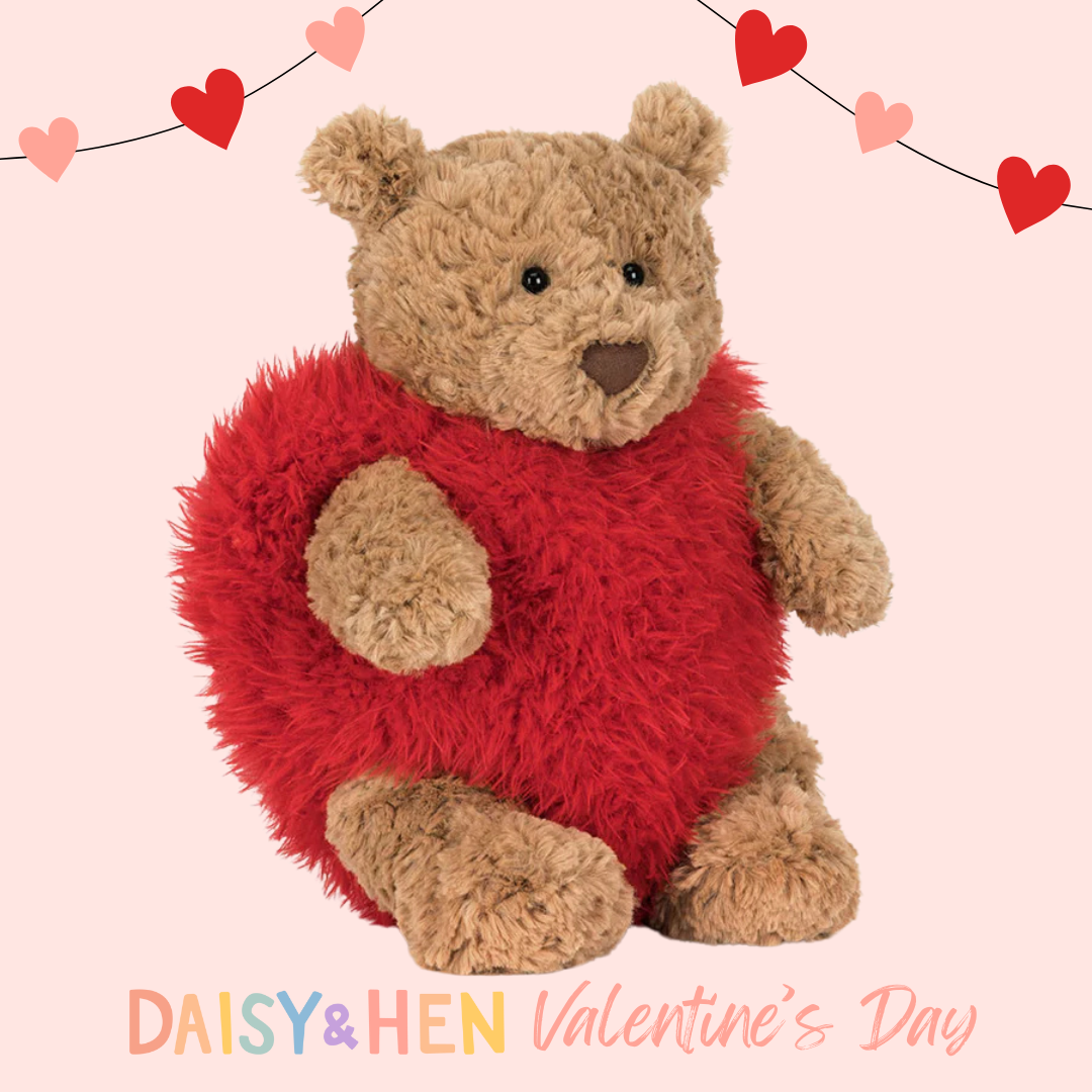 Jellycat Bartholomew Bear Heartthrob – Daisy and Hen