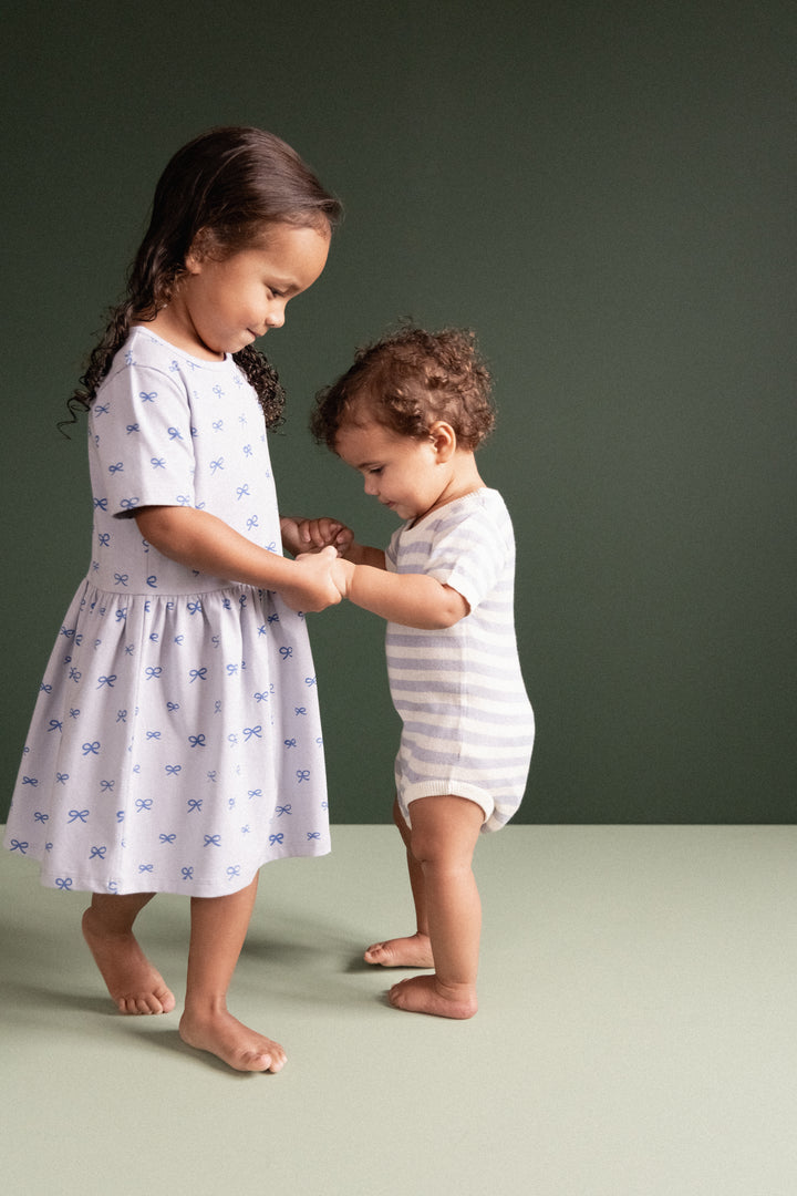 Nature Baby Saturday Dress - Ribbons Zen Blue Print
