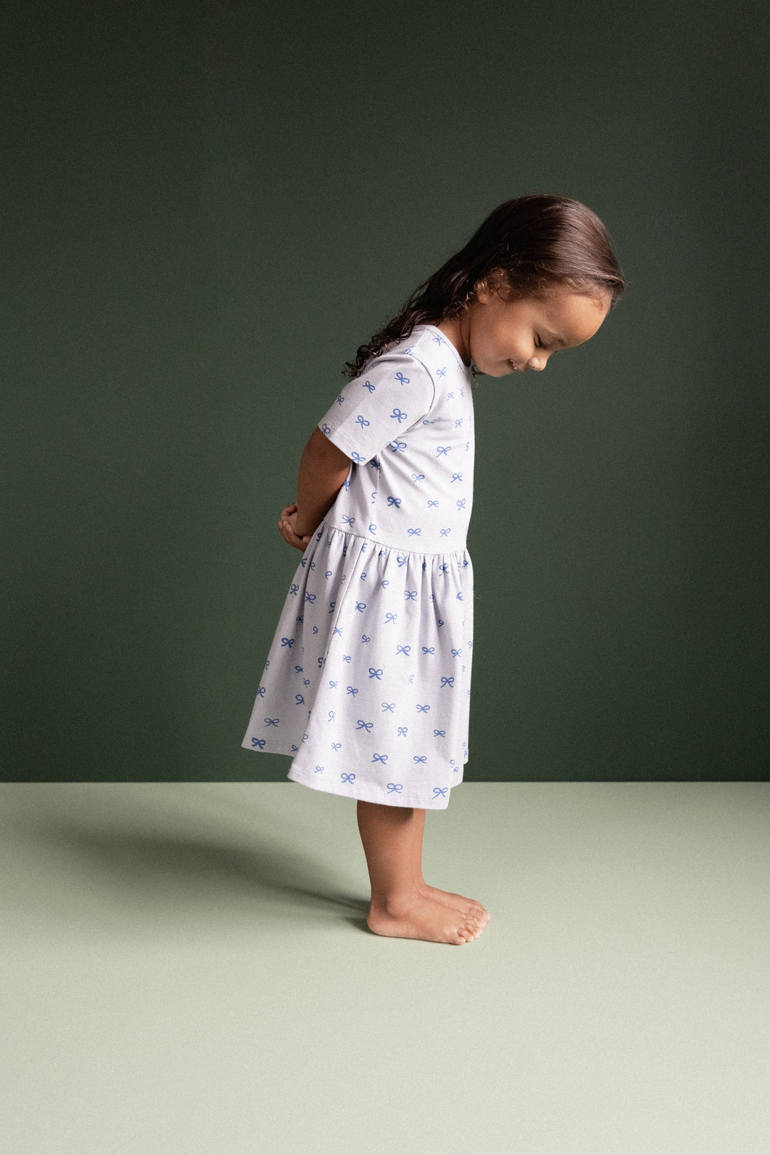 Nature Baby Saturday Dress - Ribbons Zen Blue Print