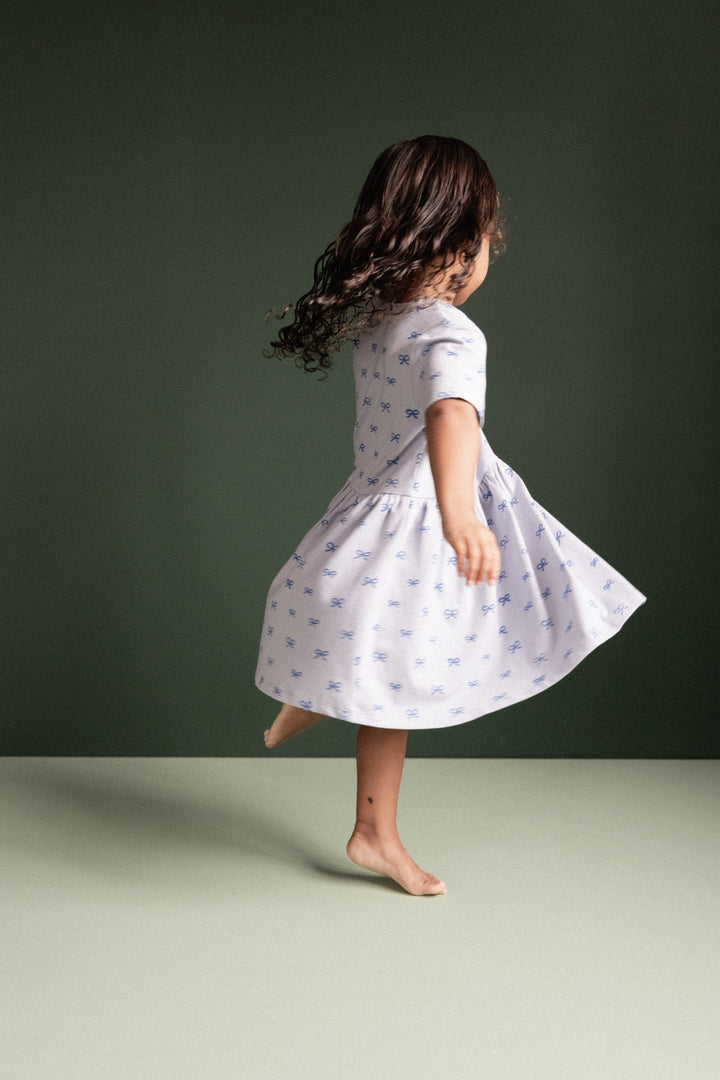 Nature Baby Saturday Dress - Ribbons Zen Blue Print