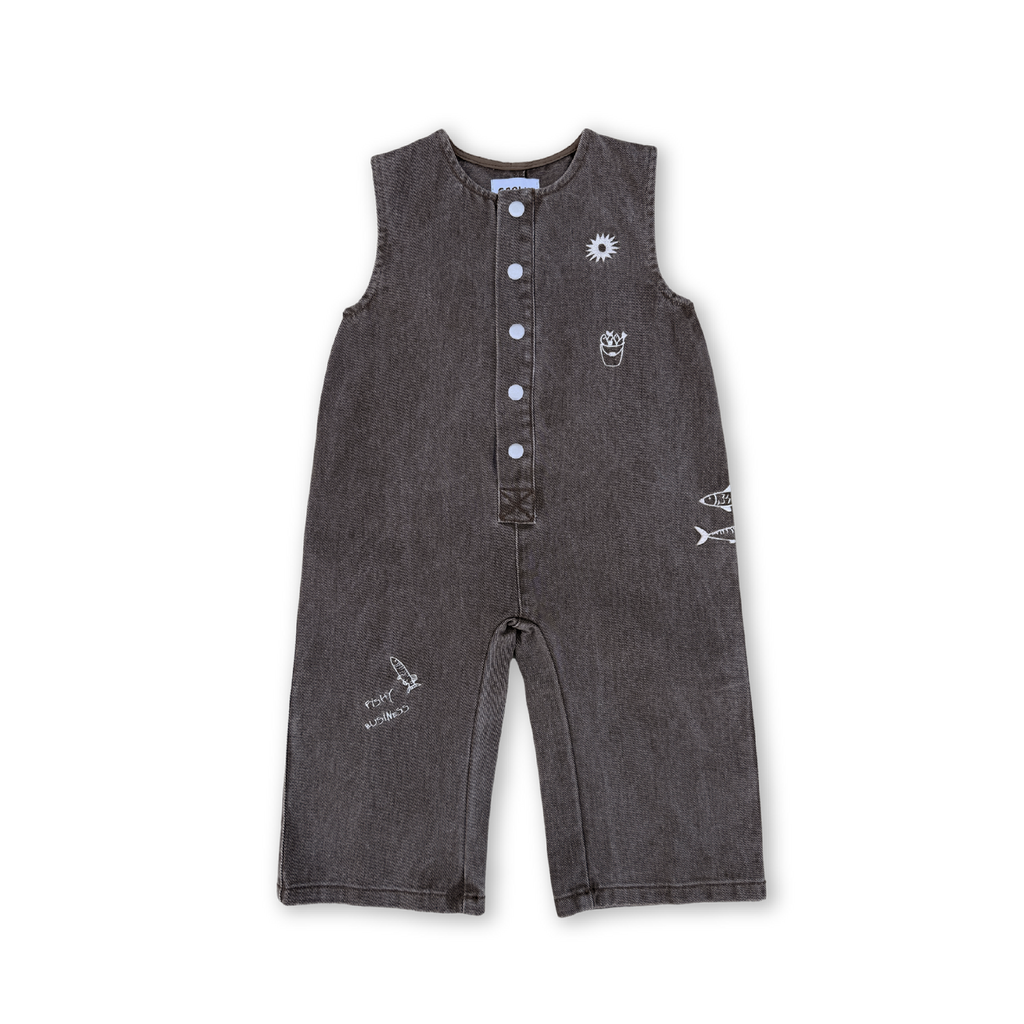Fishy Business Denim Jumpsuit - Ash