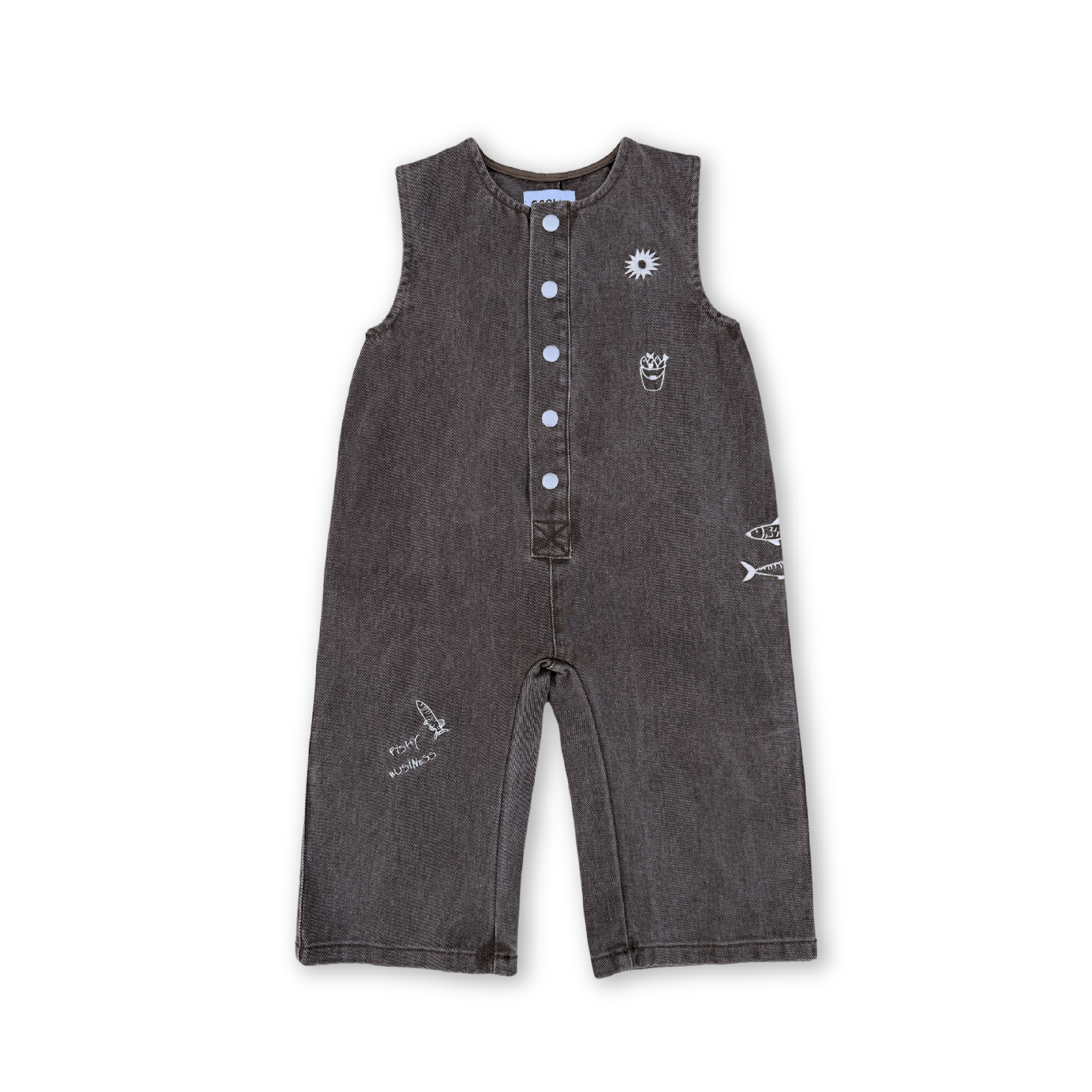 Fishy Business Denim Jumpsuit - Ash