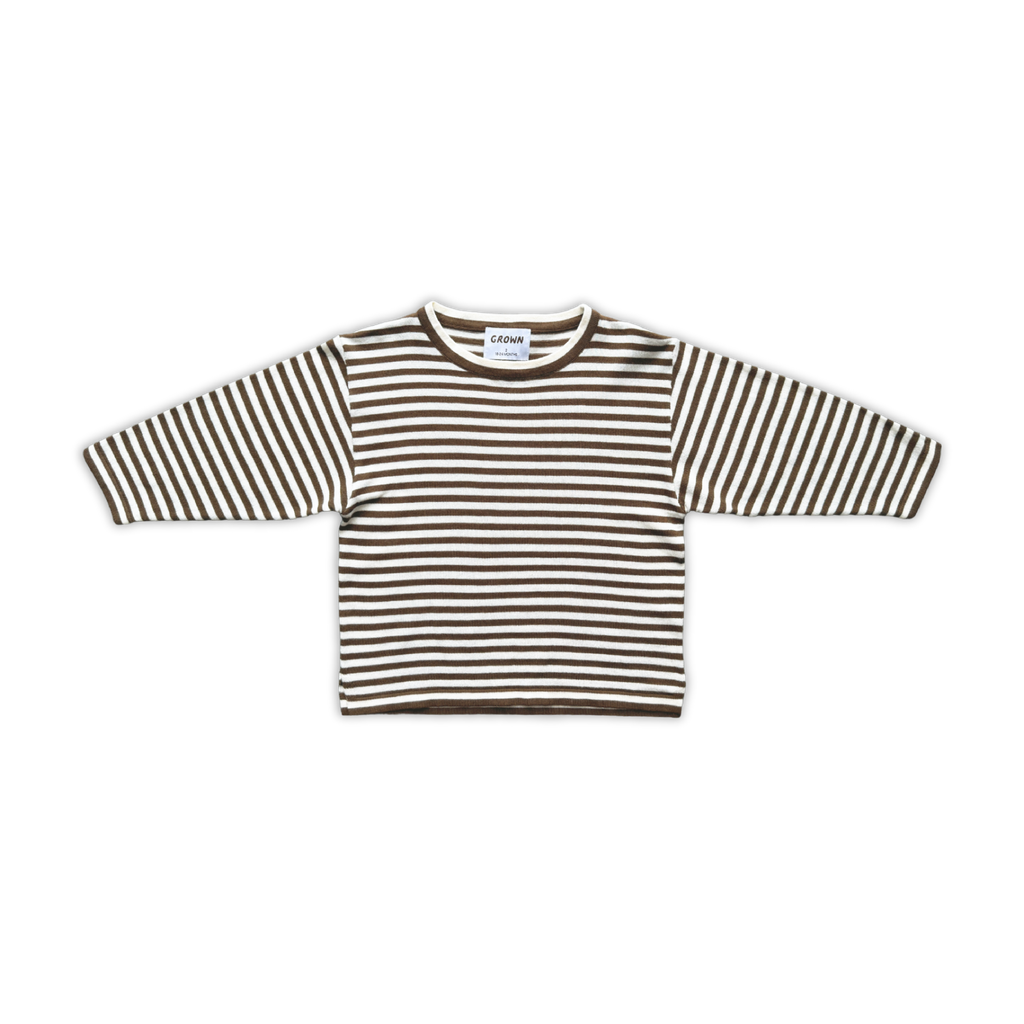 Organic Essential Stripe Longsleeve Knit Tee - Espresso