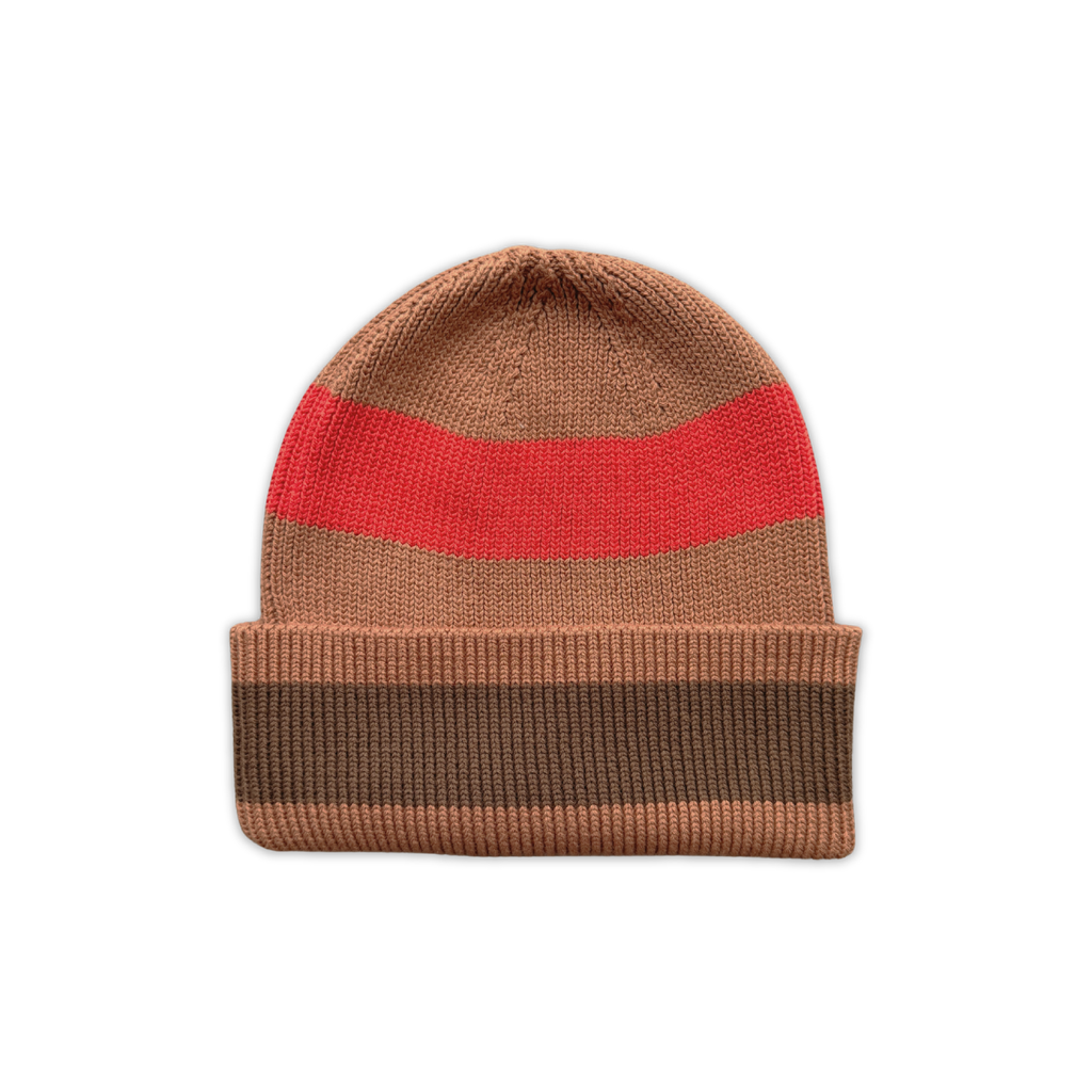 Organic Striped Pixie Knit Beanie - Earth